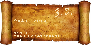 Zucker Dezső névjegykártya